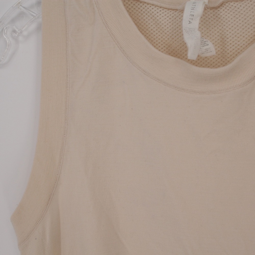 Athleta Women's Beige Ruched Mesh Back Sleeveless Tank Top Size S - Picture 2 of 9